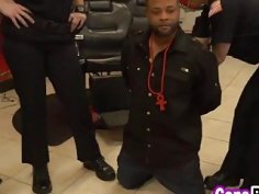 A dirty female cops arrest black stud and uses him to satisfy their sexual needs