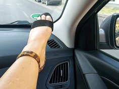 Horny bbw stepmom teases step son fingers herself in car - hot milf action